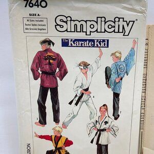 The Karate Kid Sewing Pattern Simplicity 7640 Uncut Size A (All Sizes) Vtg 1986